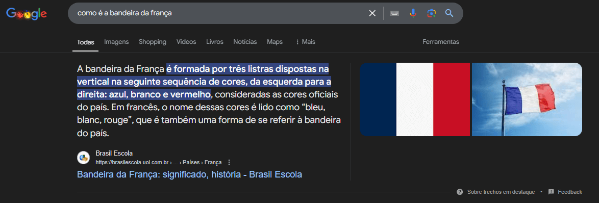 Featured Snippet - parágrafo